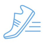 Nimble-sm Icon of a fast-moving shoe, to mean nimble.