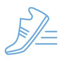 Nimble-sm Icon of a fast-moving shoe, to mean nimble.