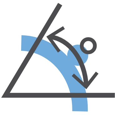 Grey and light blue icon showing Cup Position