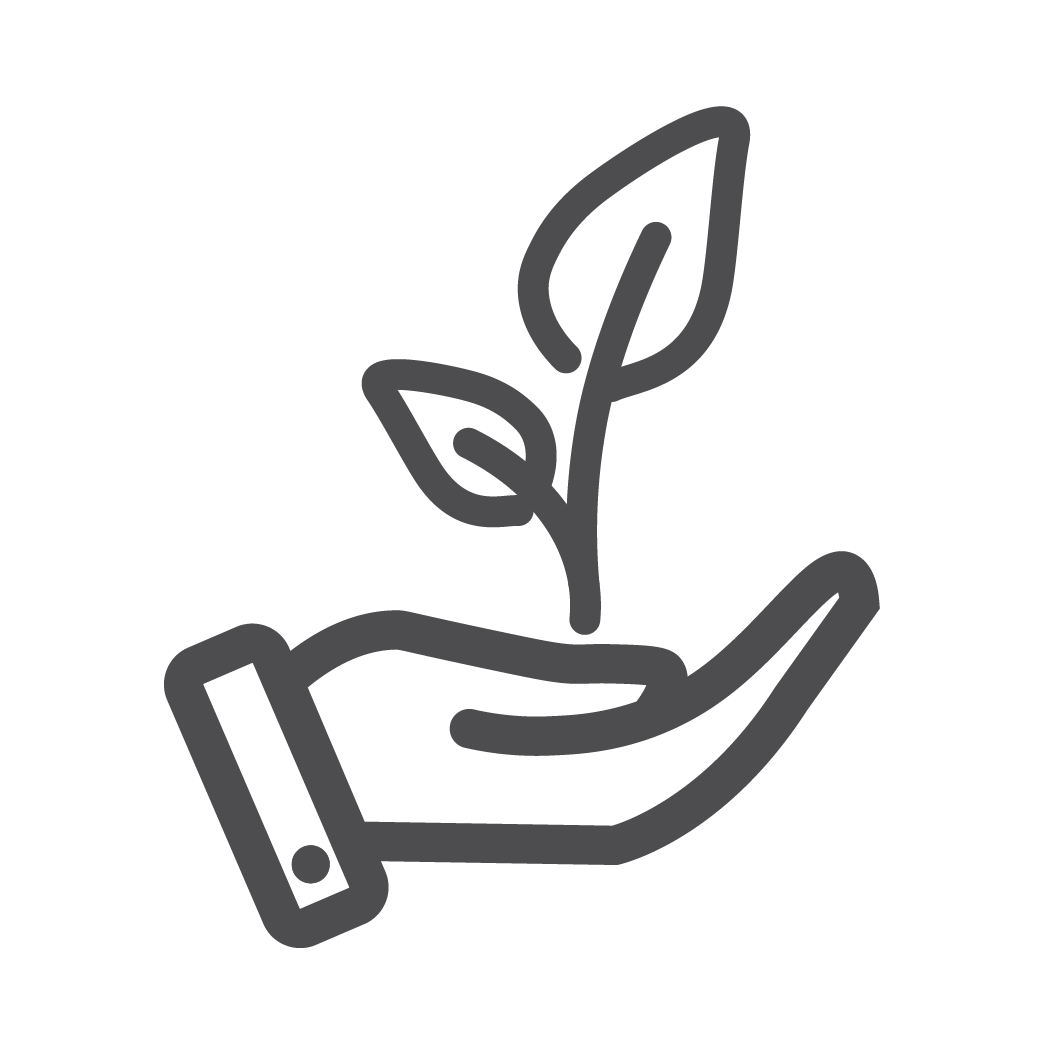 Career growth icon of a hand holding a growing leaf