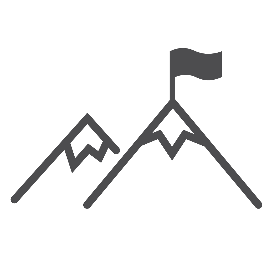 IJS Company Offer - Mission and Values Mission. and values icon of two mountains with a flag on top