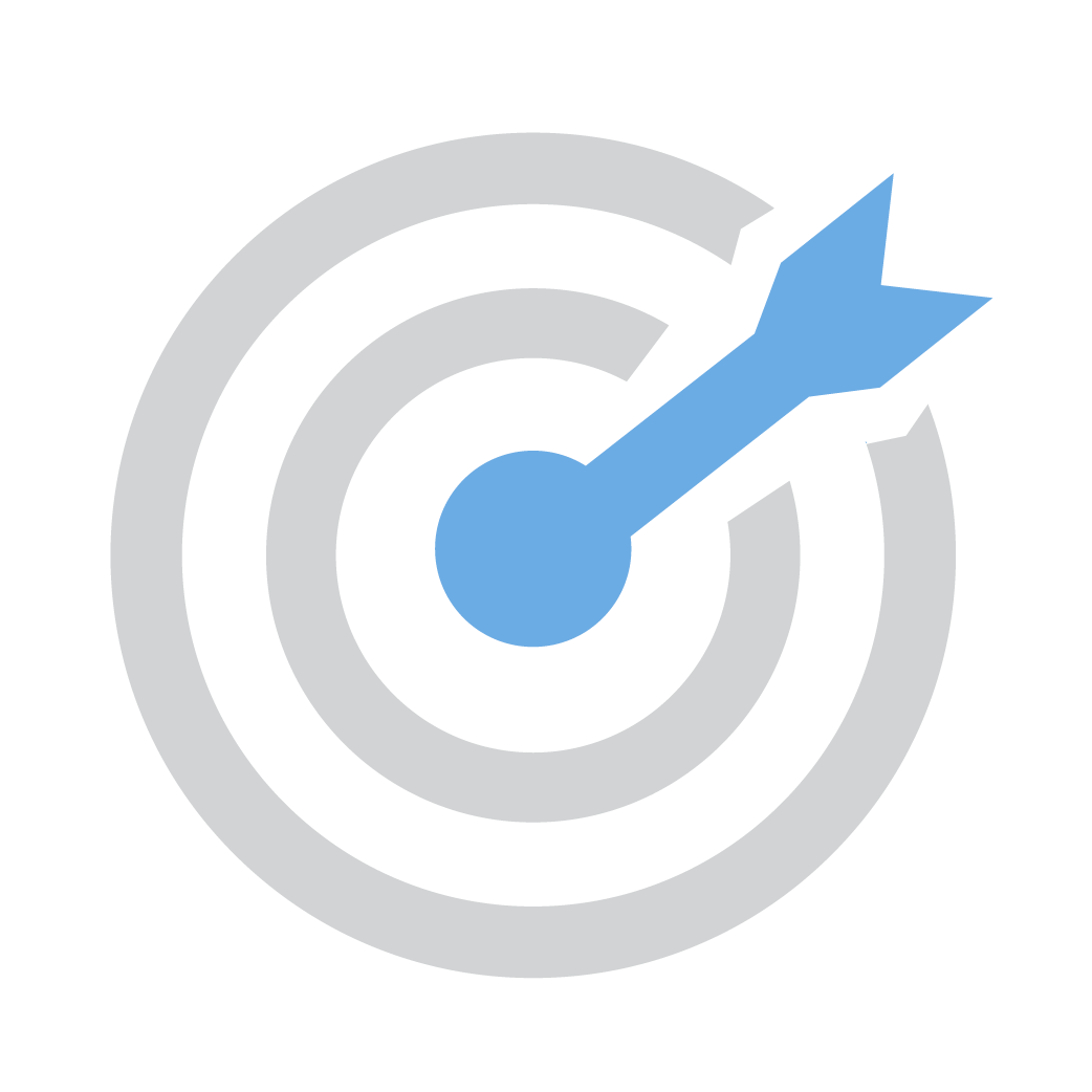 Target Icon 2 grey circles with a light blue arrow pointing in the middle