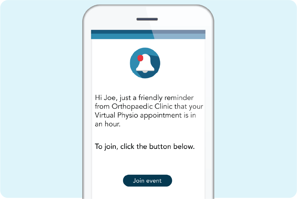 Mobile screenshot of doctor message to patient about upcoming appointment in patient engagement platform